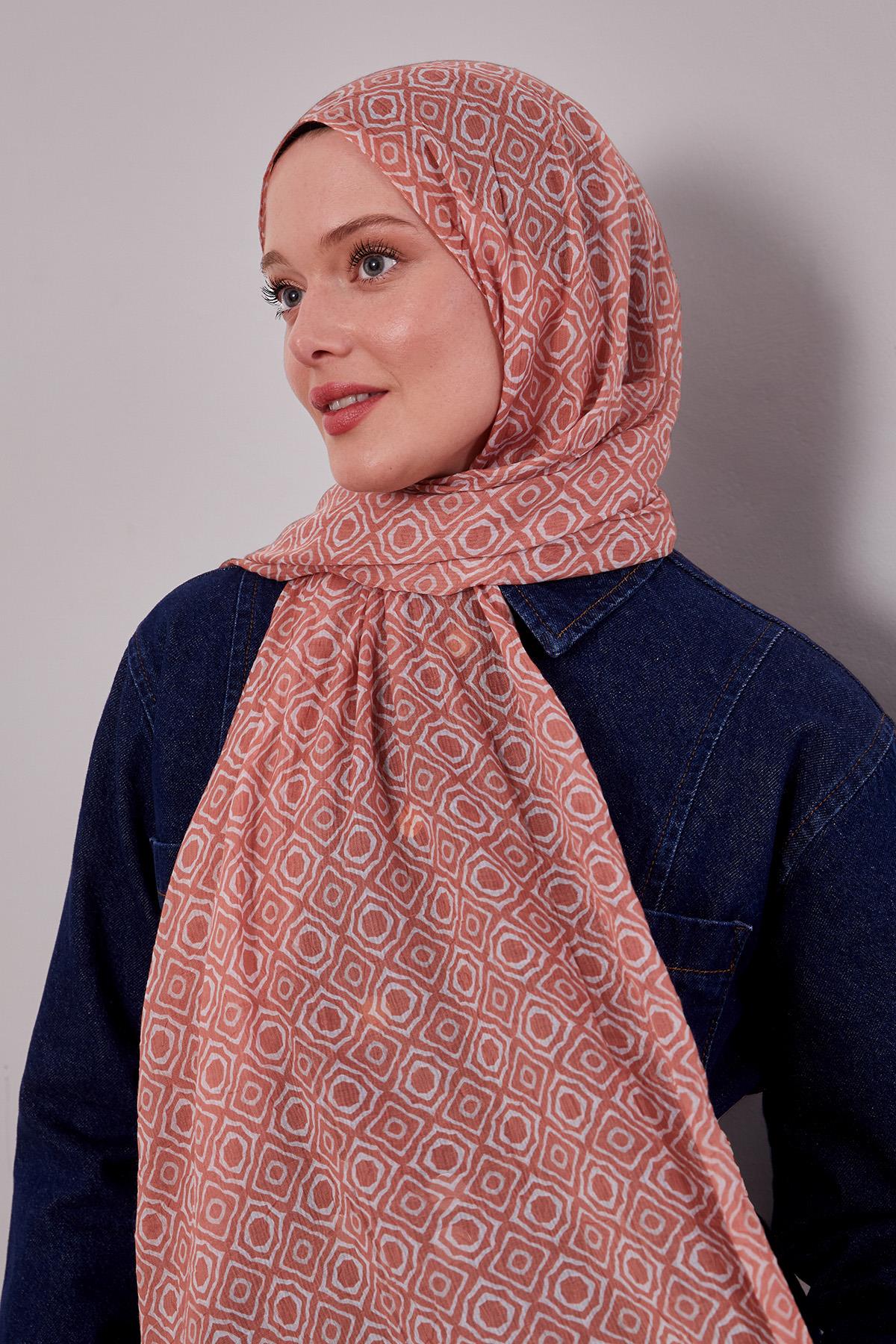 Fivescarf Turuncu Karo Desenli Craze Comfort Şal