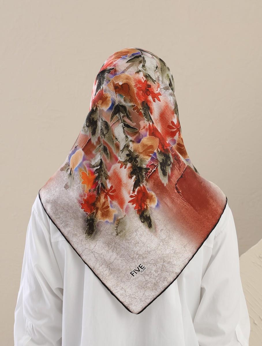 Fivescarf Turuncu Twill Digital Eşarp