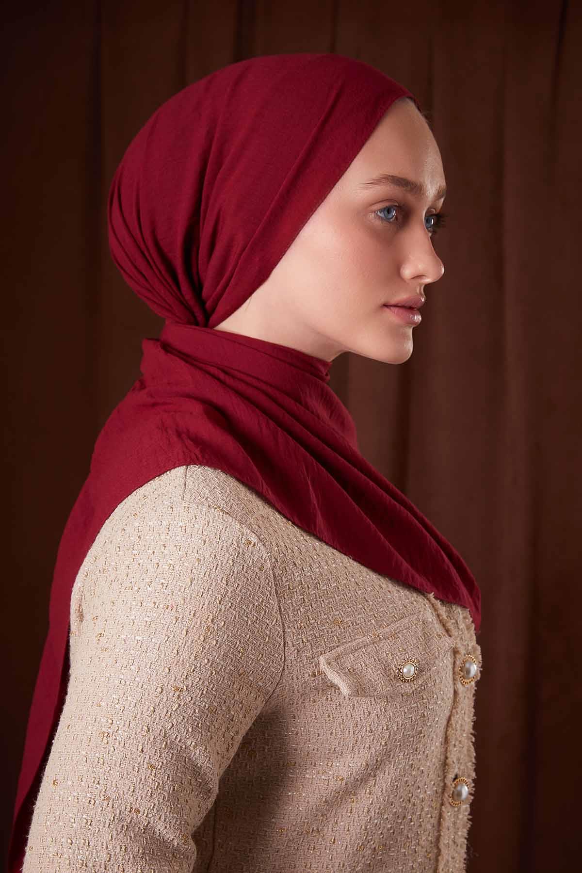 Fivescarf Vişne Düz Luna Cotton Şal