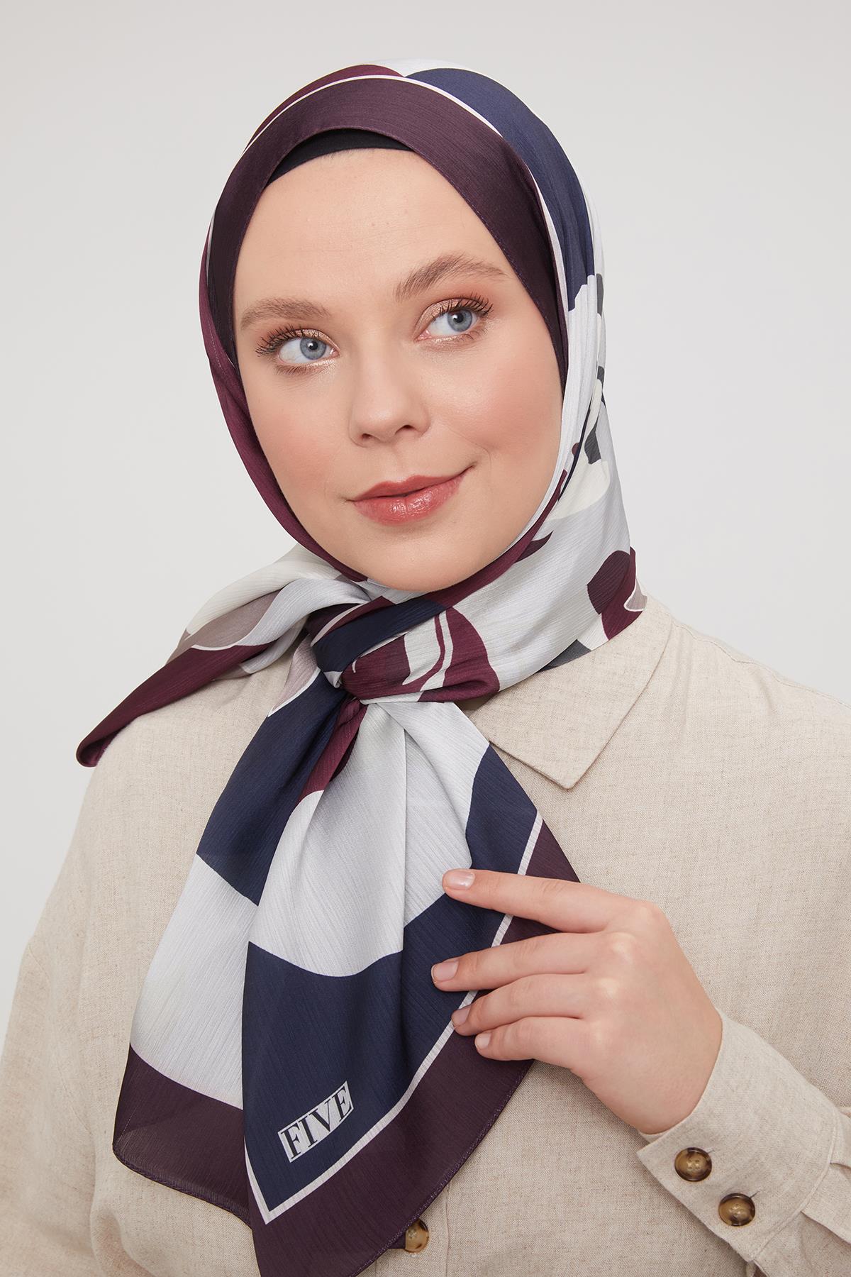 Fivescarf Vişne Soyut Çiçek Desen Brand Şal