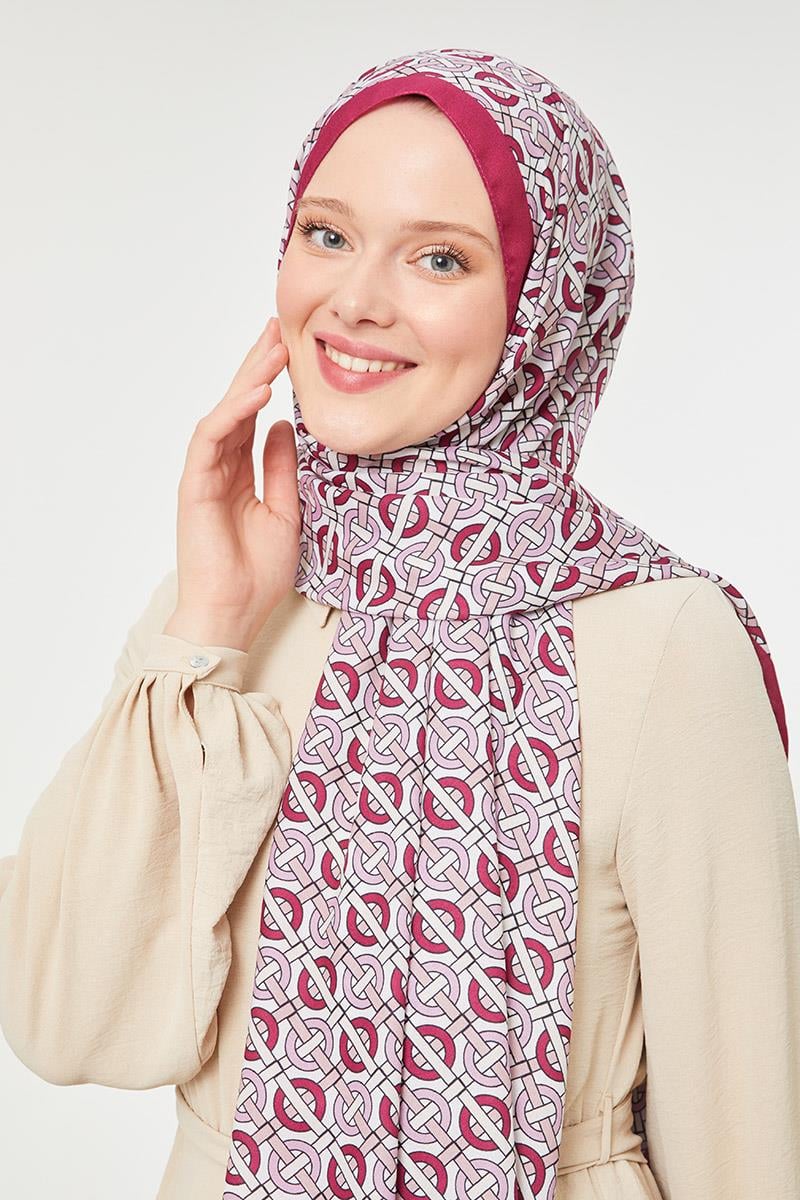 Fivescarf Vişne Yuvarlak Desen Mono Krep Şal