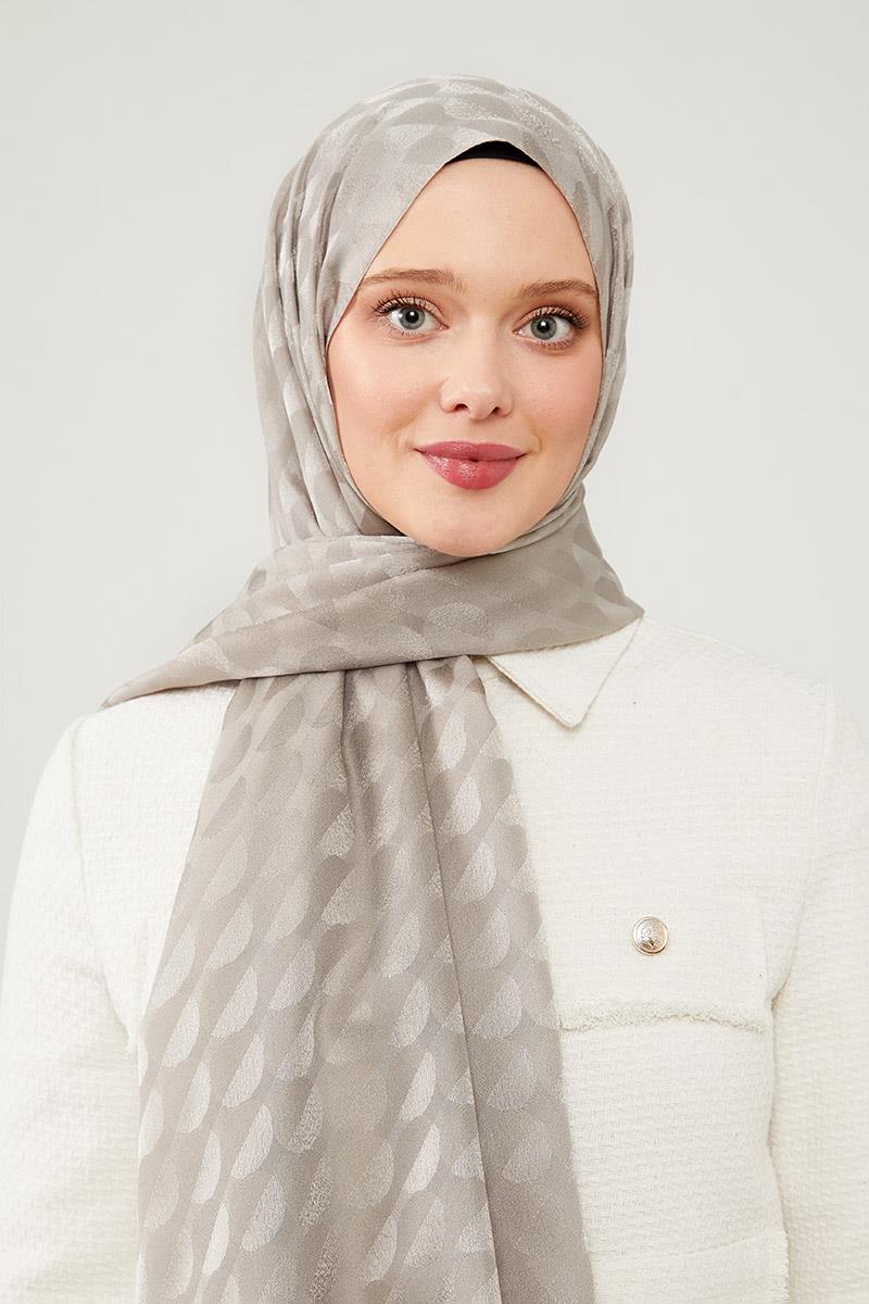 Fivescarf Vizon Ay Desen Jakarlı Elegance Şal