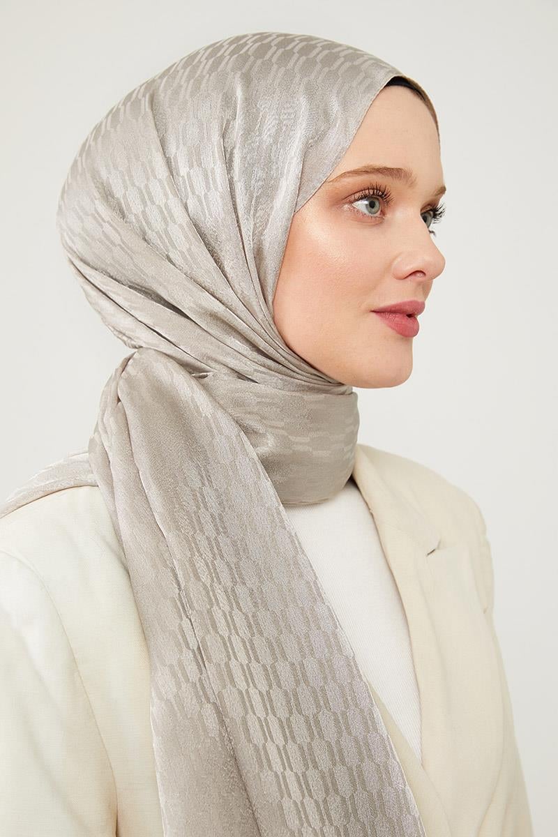 Fivescarf Vizon Burgu Desen Jakarlı Elegance Şal
