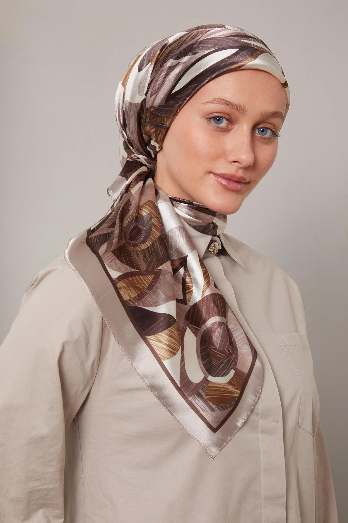 Fivescarf Vizon Çiçek Desen Kristal Eşarp