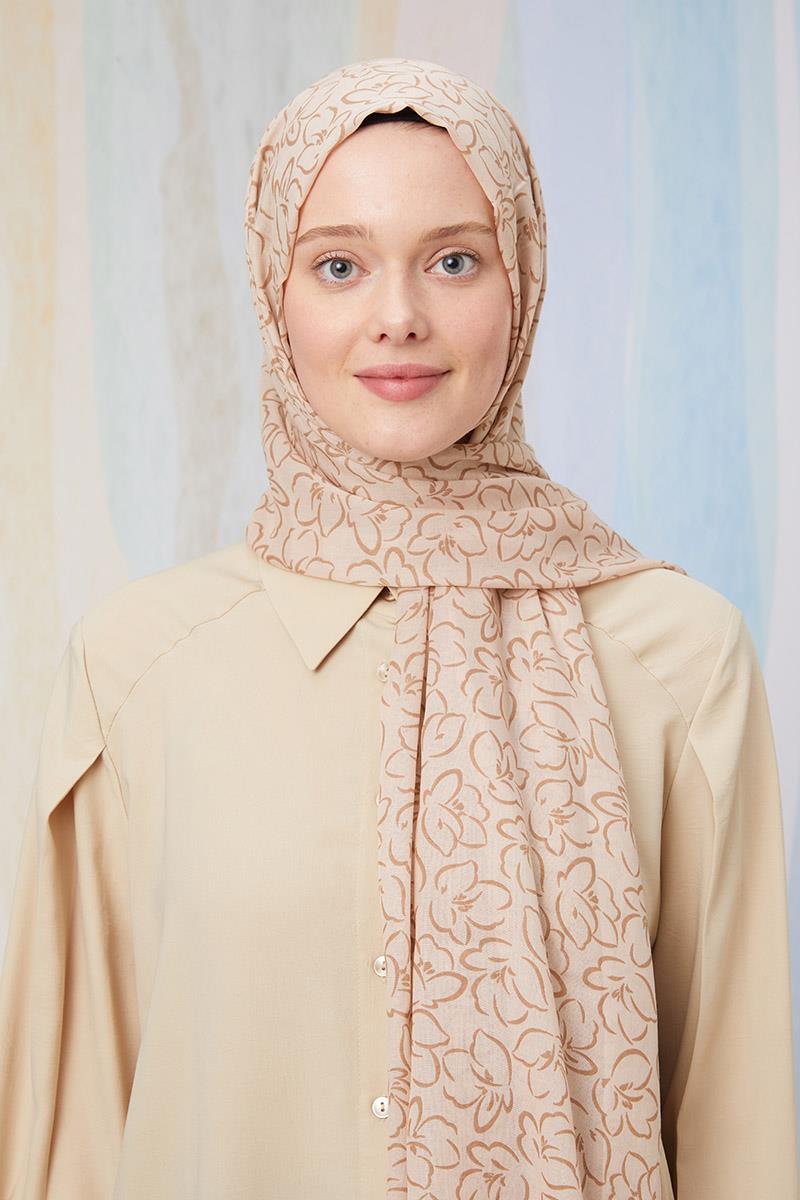 Fivescarf Vizon Desenli Cotton Şal