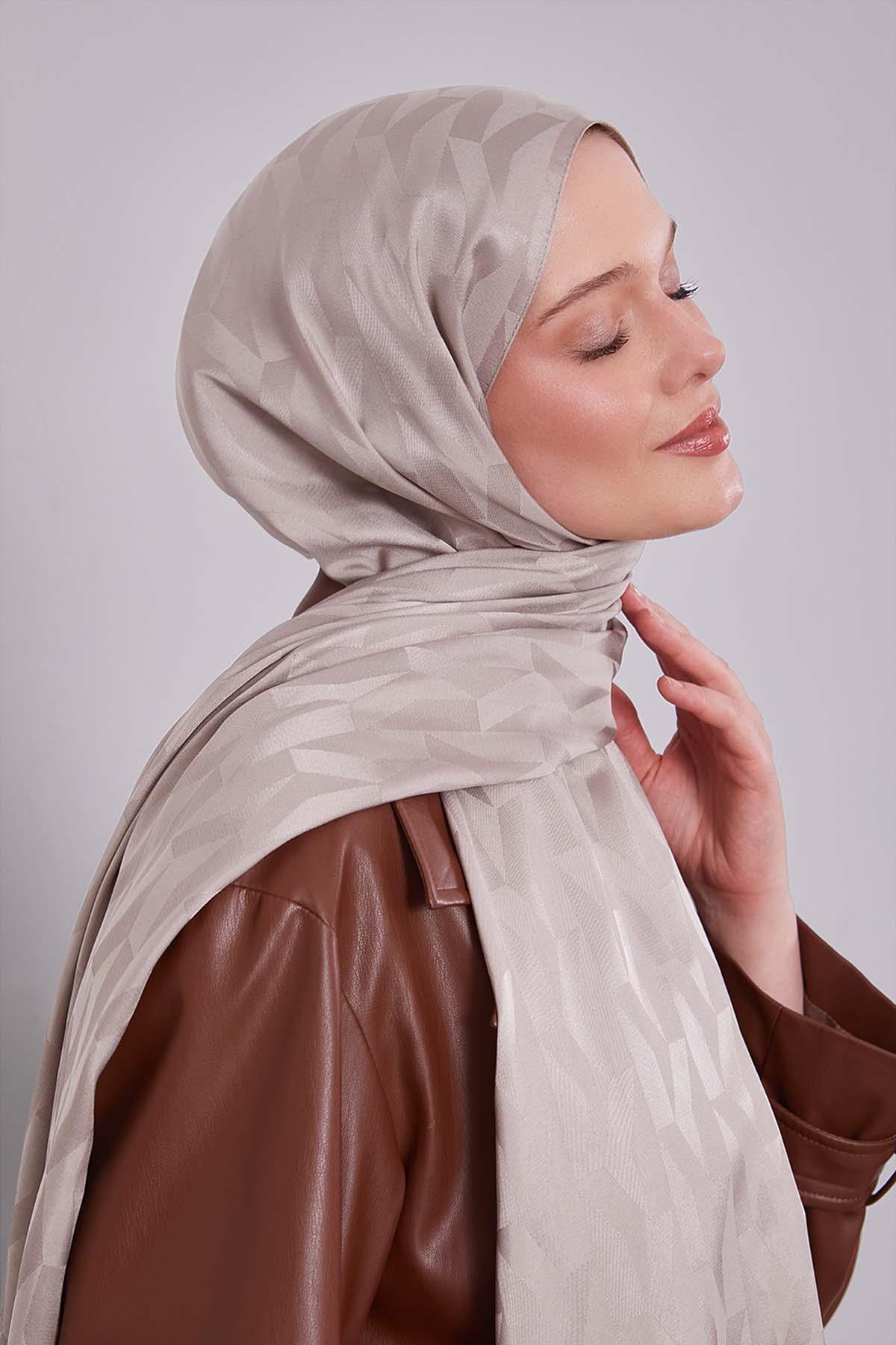 Fivescarf Vizon Geometrik Desen Jakar Şal