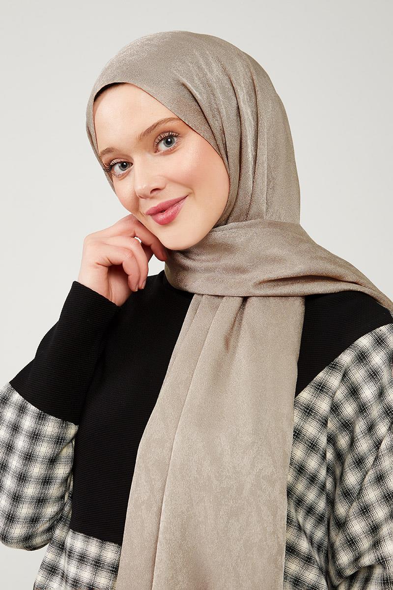 Fivescarf Vizon Jakarlı Elegance Şal