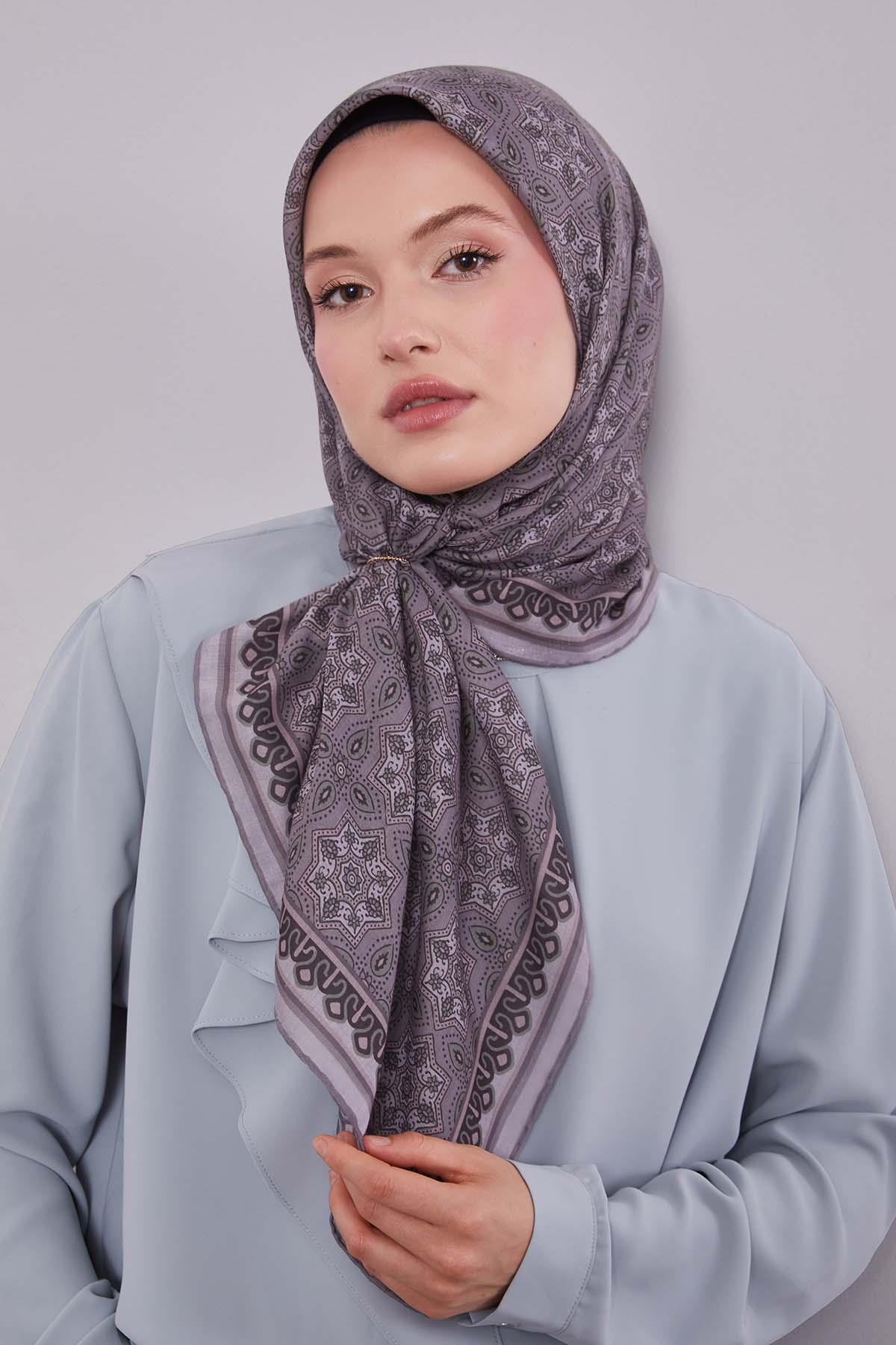Fivescarf Vizon Motif Desen Silk Coton Eşarp