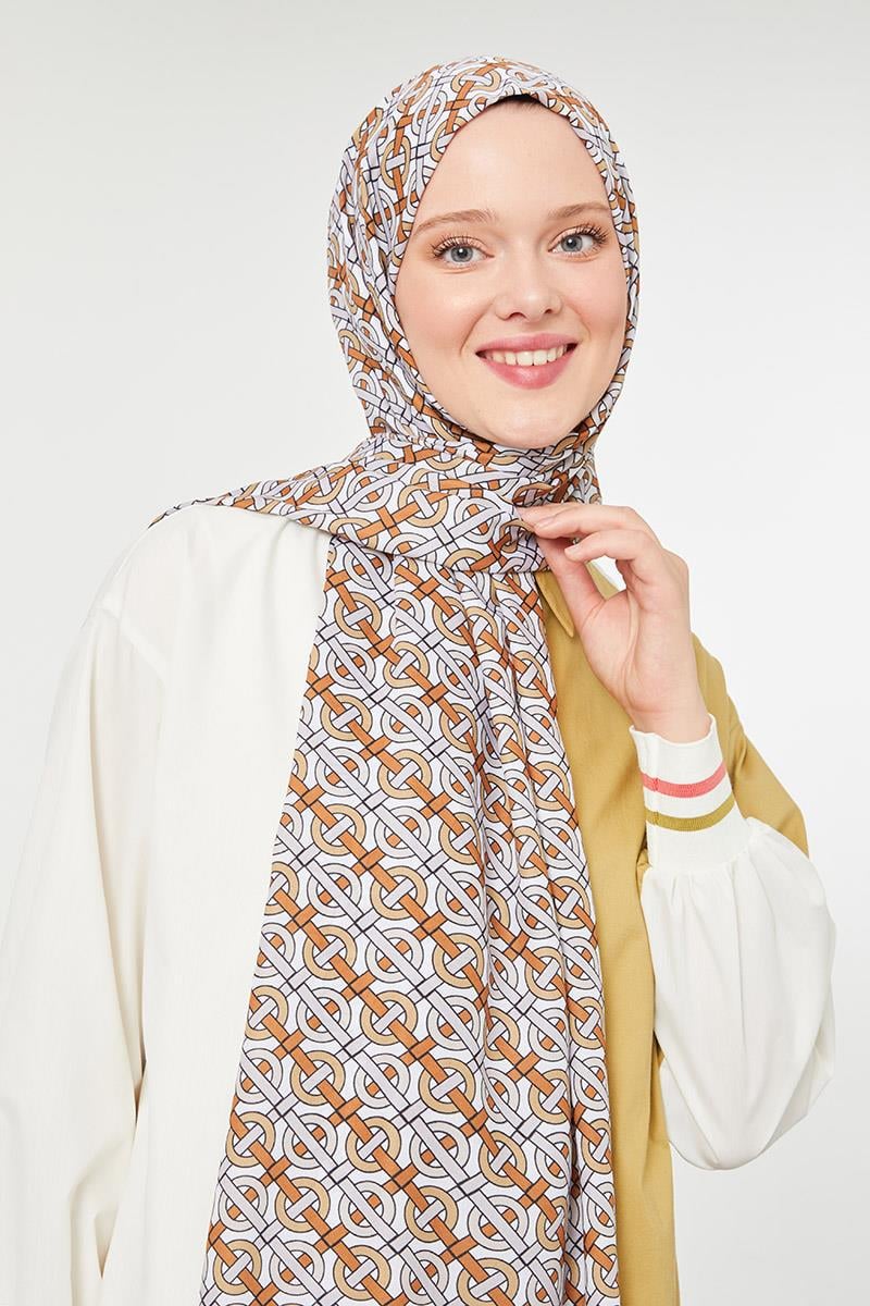 Fivescarf Vizon Yuvarlak Desen Mono Krep Şal