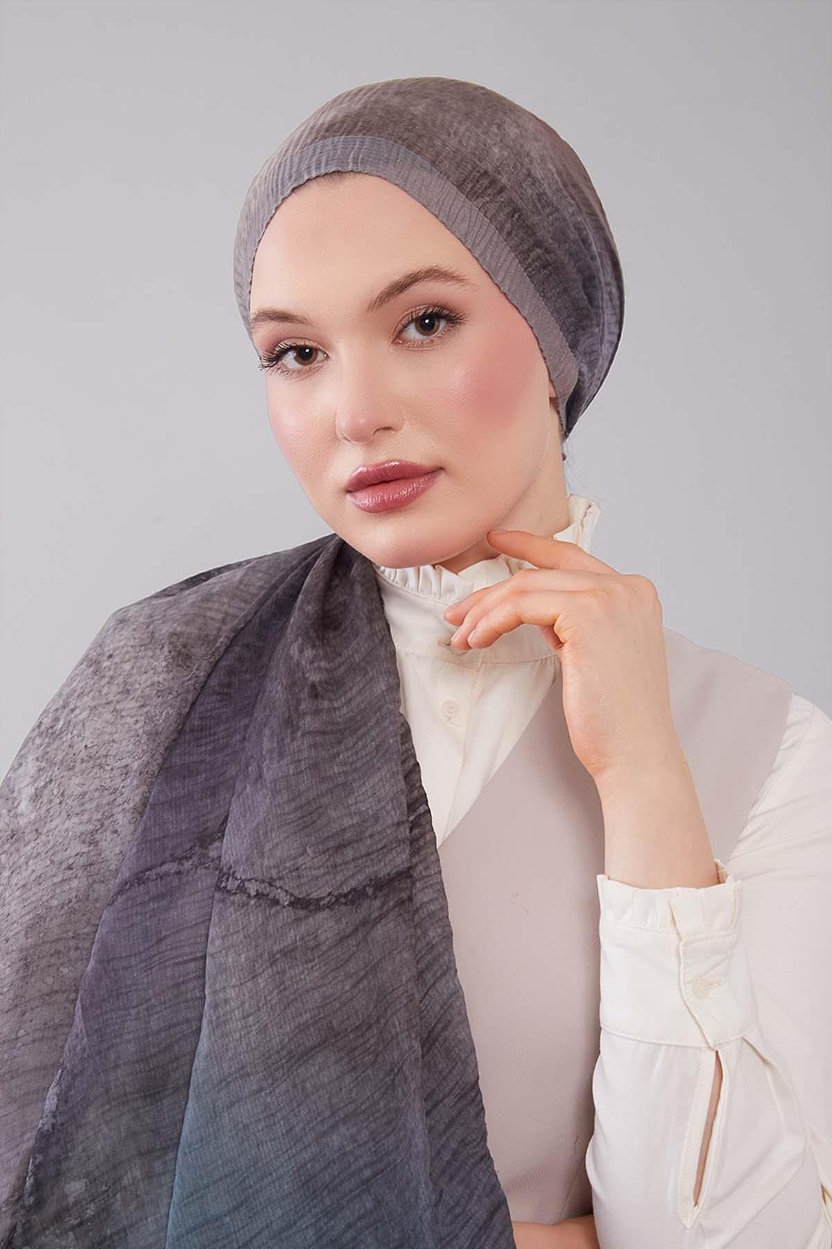 Fivescarf Yağ Yeşili Geçişli Müslin Cotton Şal