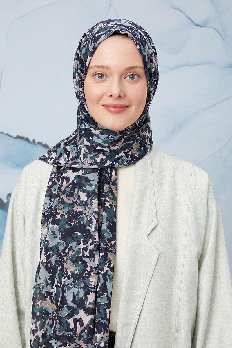 Fivescarf Yeşil Desenli Cotton Şal