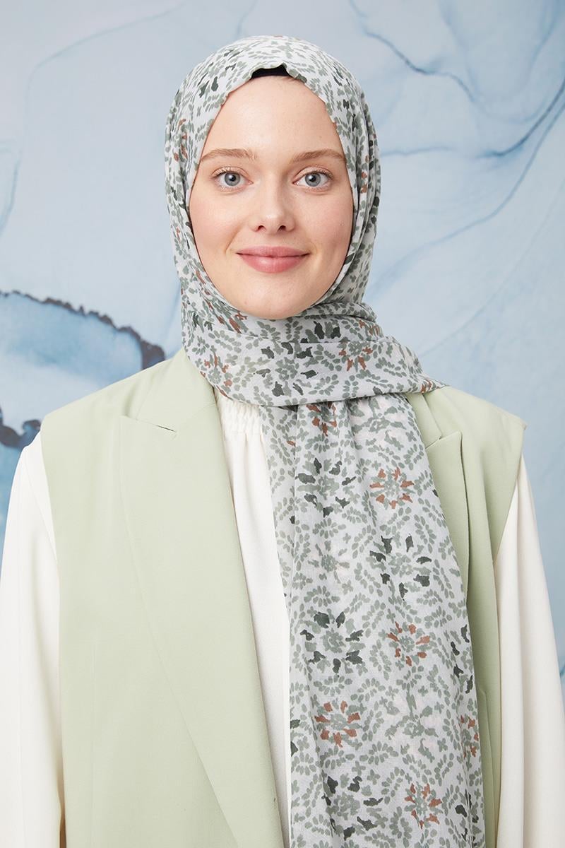 Fivescarf Yeşil Desenli Cotton Şal