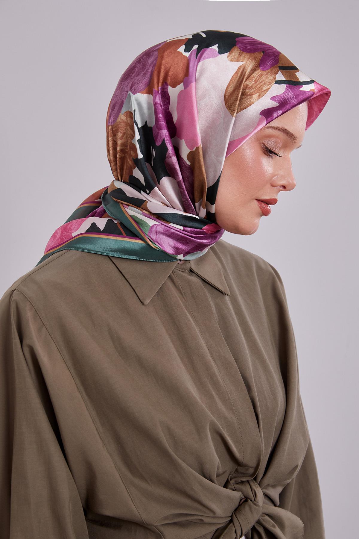 Fivescarf Yeşil Gül Desen Kristal Eşarp