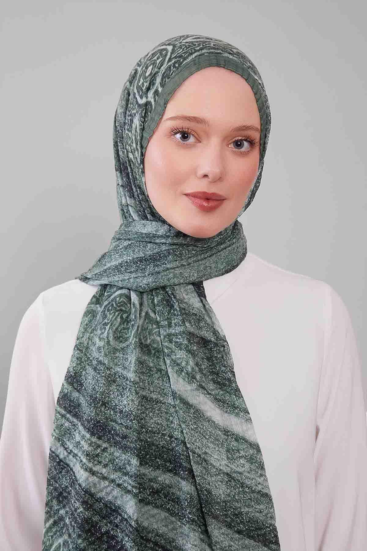 Fivescarf Yeşil Karışık Müslin Cotton Şal