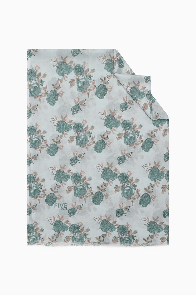 Fivescarf Yeşil Relax Büyük Çiçekli Şal