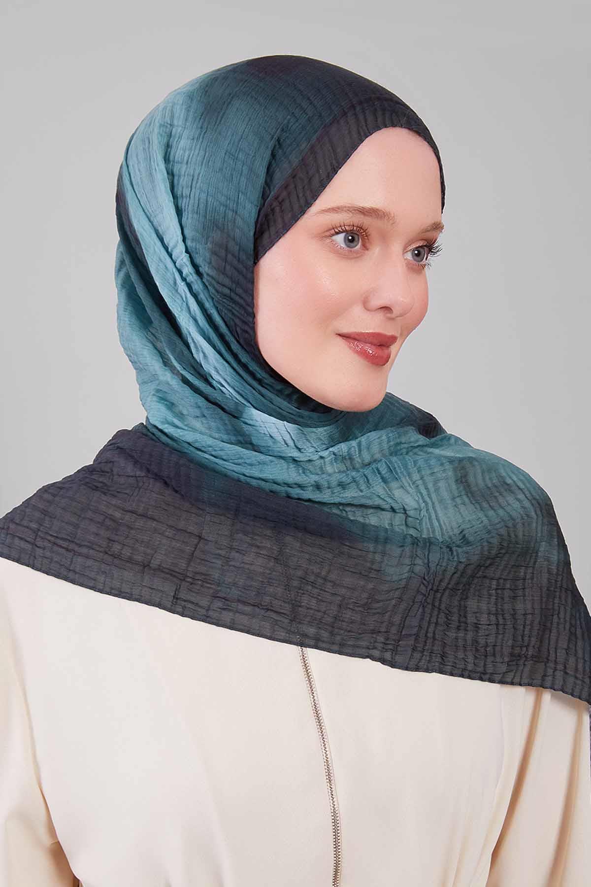 Fivescarf Yeşil Soyut Cotton Müslin Şal