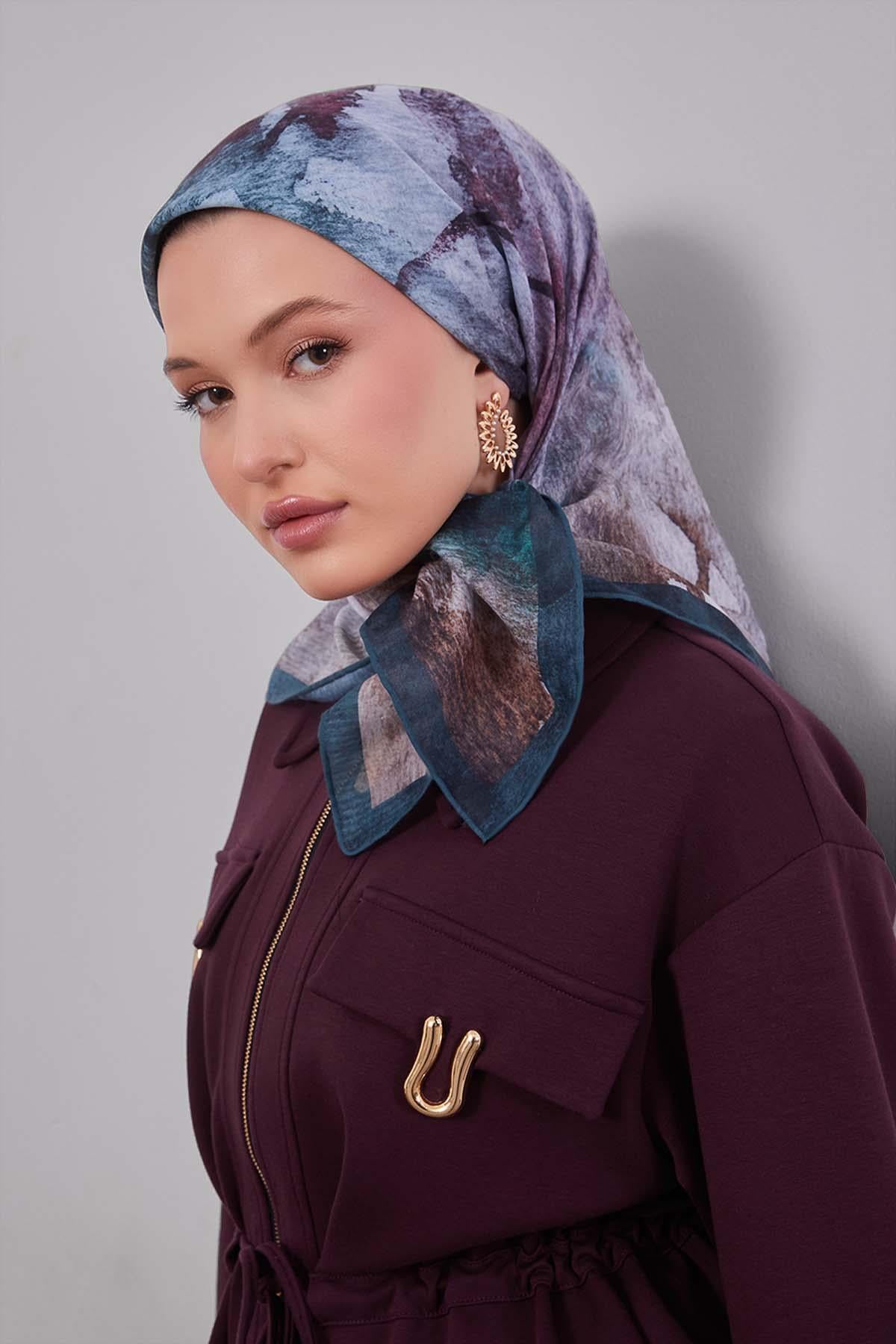 Fivescarf Yeşil Soyut Desen Silk Coton Eşarp