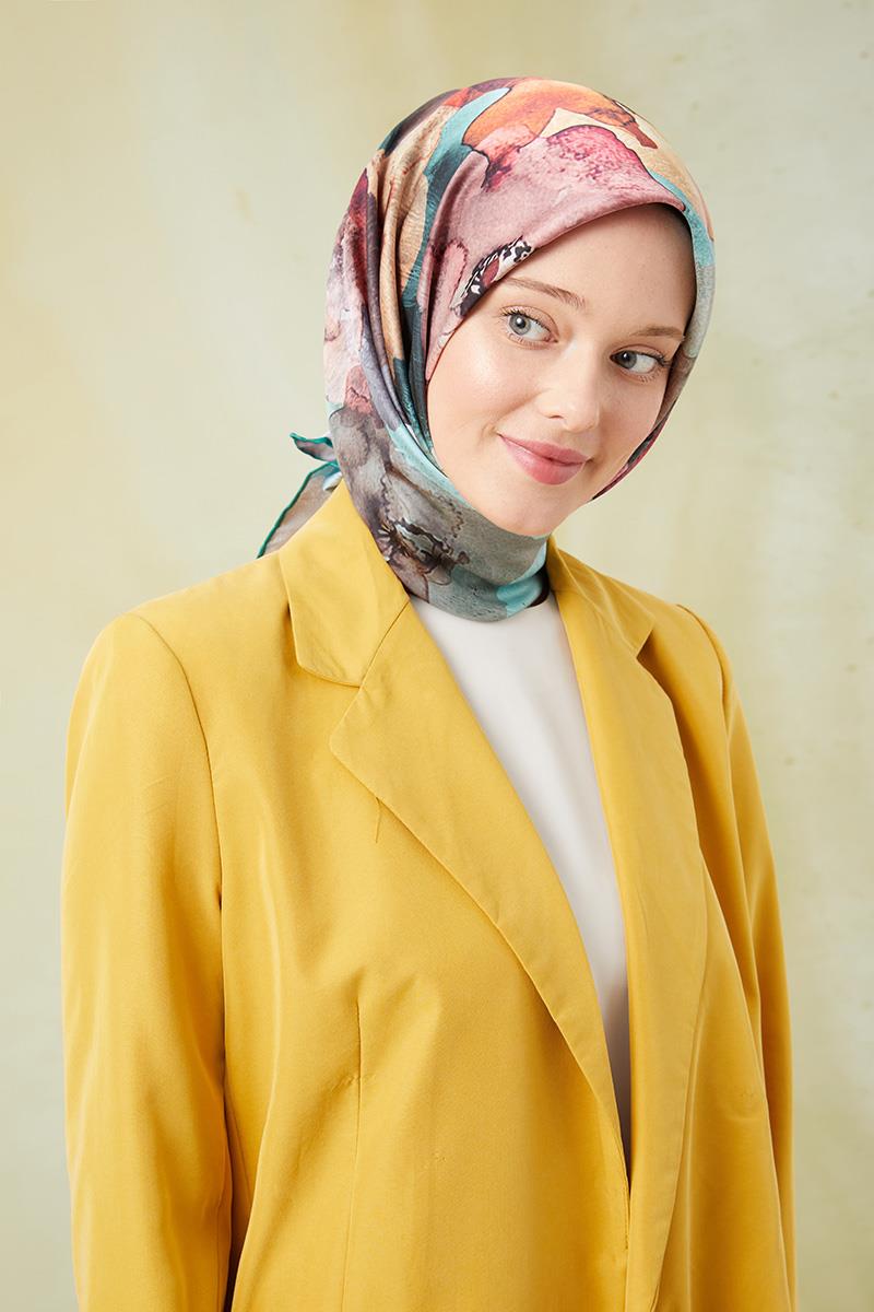 Fivescarf Yeşil Twill Digital Eşarp