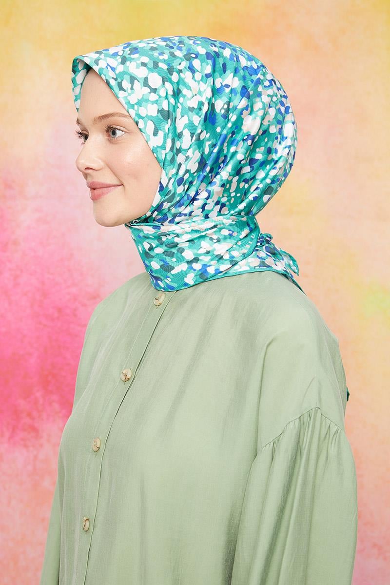 Fivescarf Yeşil Twill Digital Eşarp