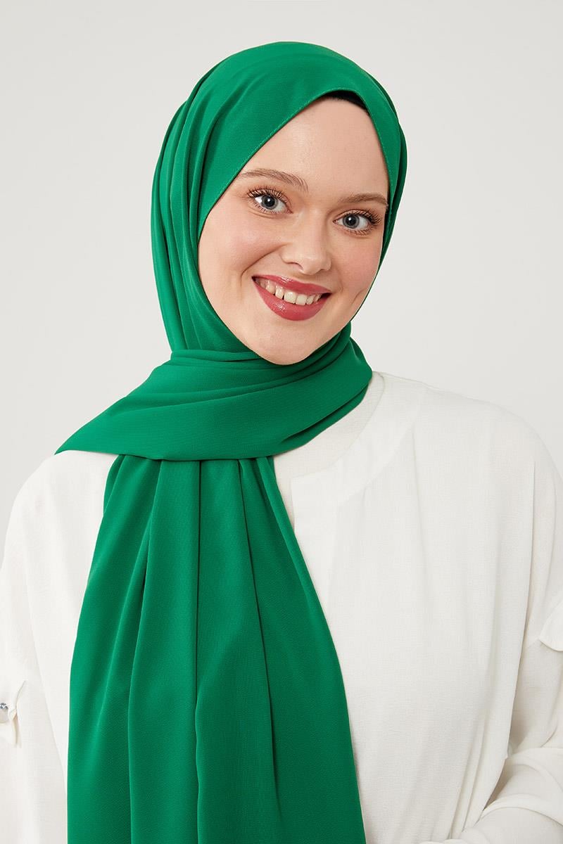 Fivescarf Yosun Yeşili Medine İpeği Şal