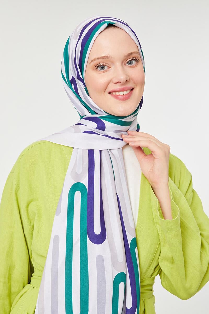Fivescarf Zümrüt Ataç Desen Mono Krep Şal