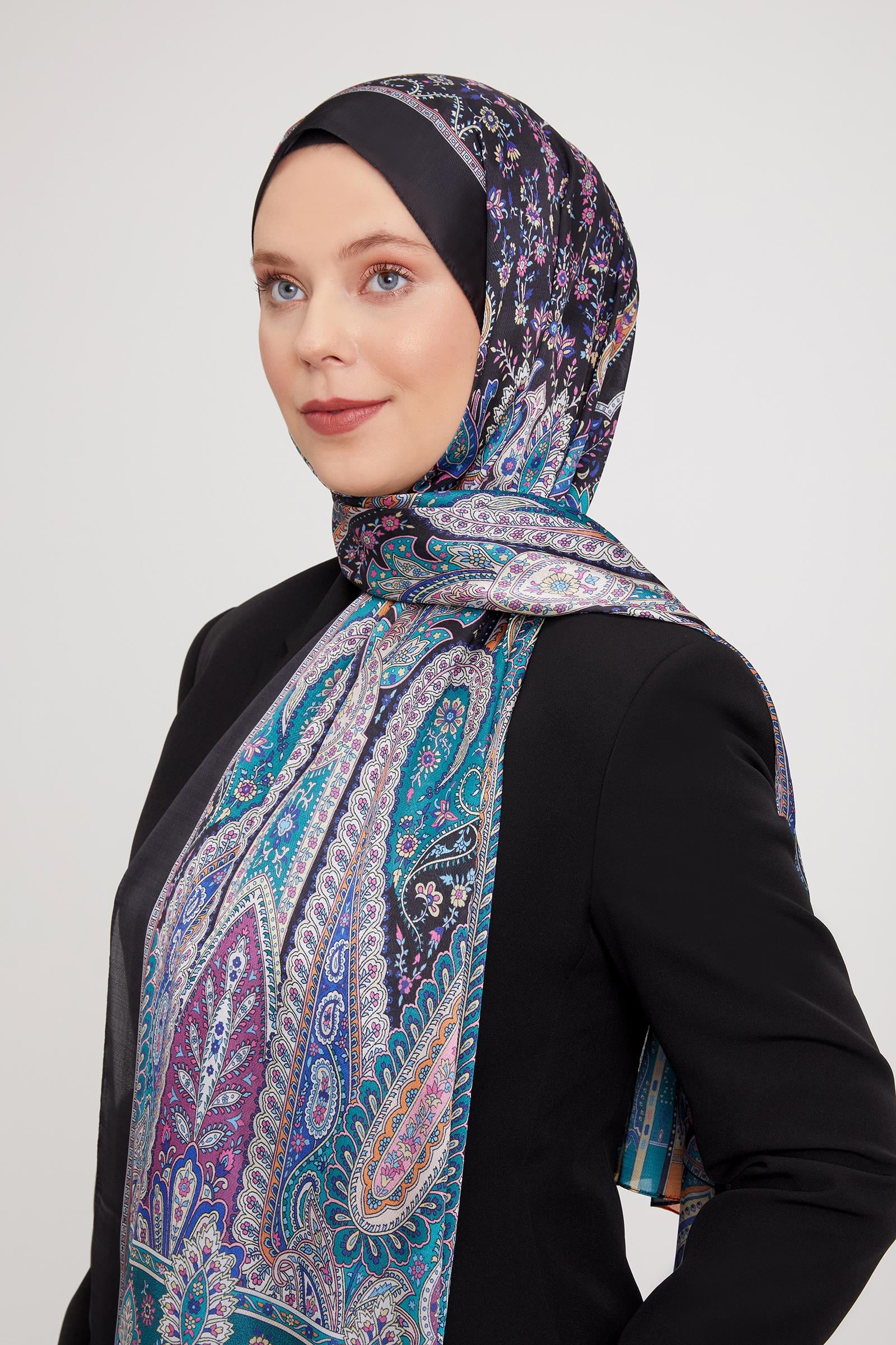 Fivescarf Zümrüt Etnik Desen Vual İpek Şal