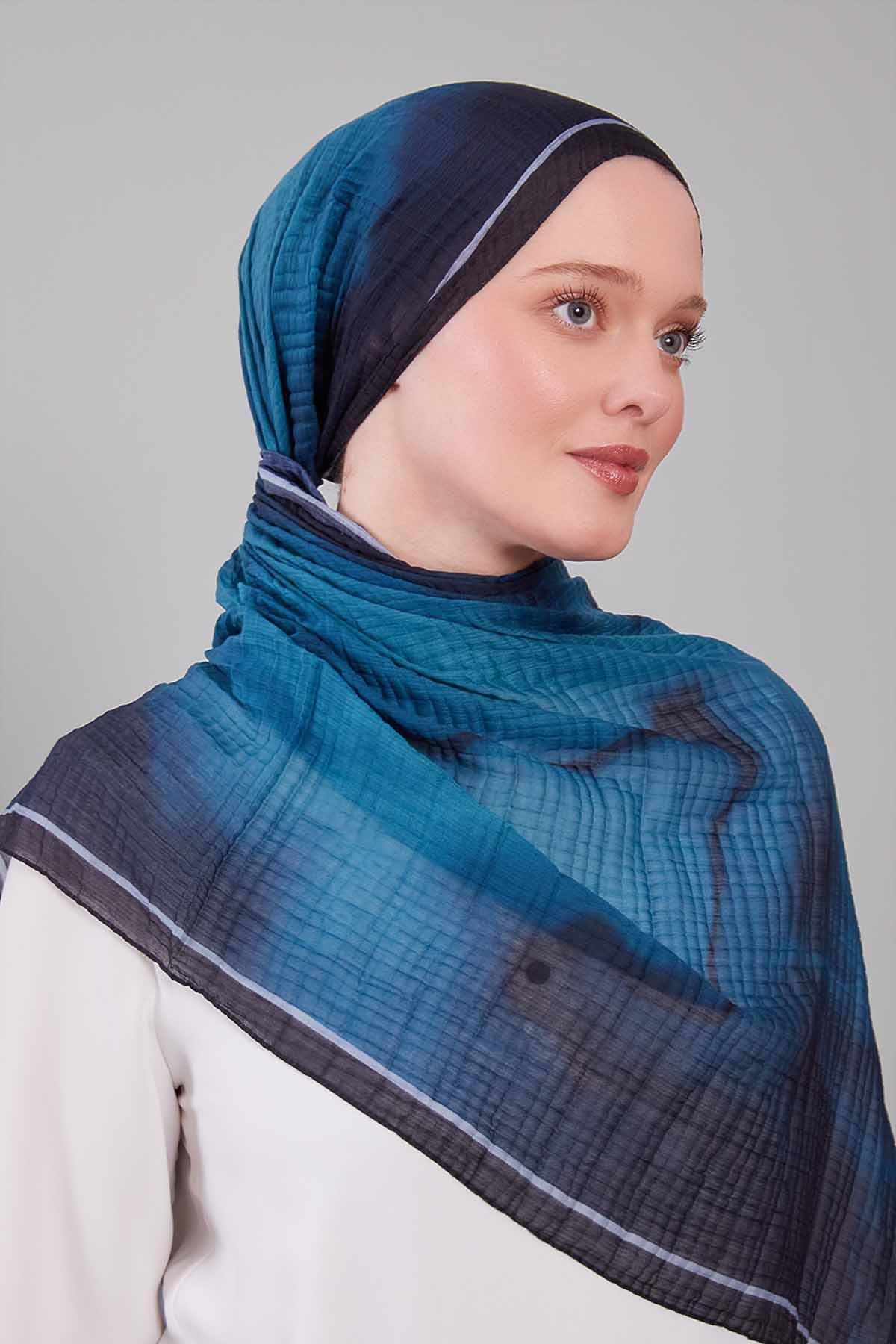Fivescarf Zümrüt Soyut Cotton Müslin Şal