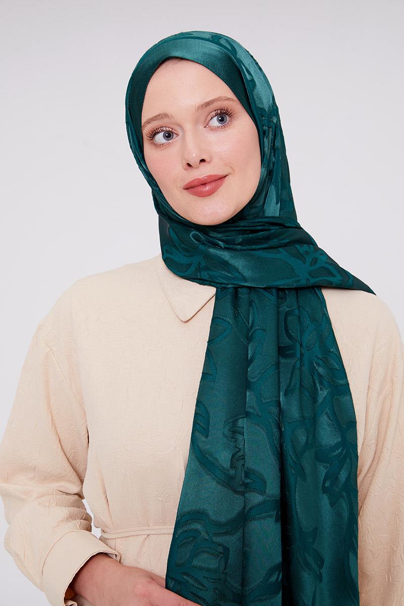 Fivescarf Zümrüt Yonca Desen Deluxe Devore Şal