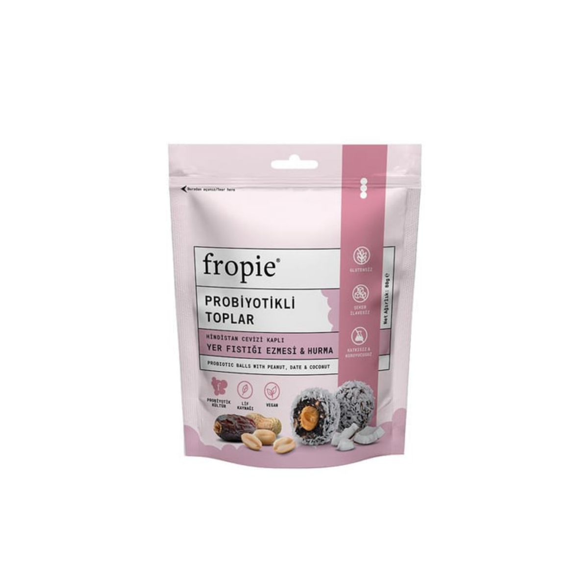 Fropie Yer Fıstığı Ezmesi&Hurma Probiyotik Topları 80 gr
