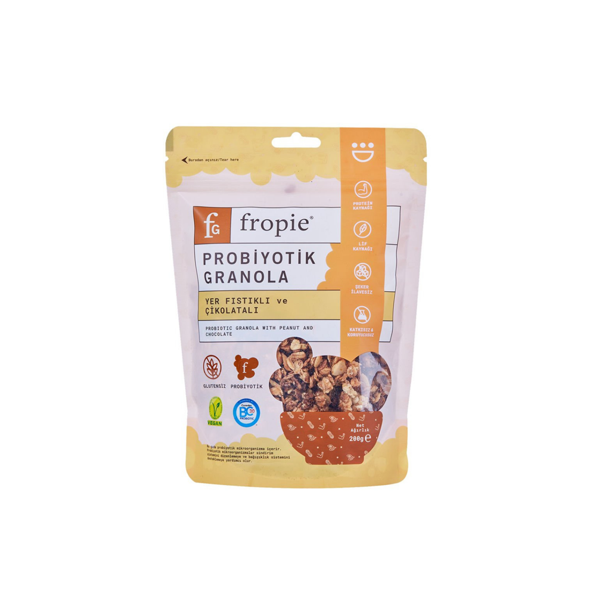 Fropie Yer Fıstıklı&Çikolatalı Probiyotik Granola 200 gr