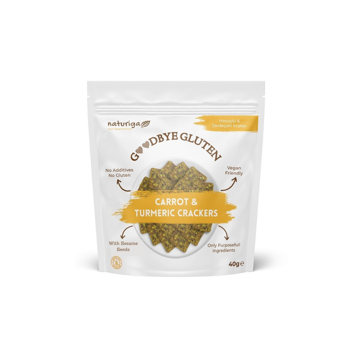 Naturiga GoodBye Glutensiz Havuçlu&Zerdeçallı Kraker 40 gr