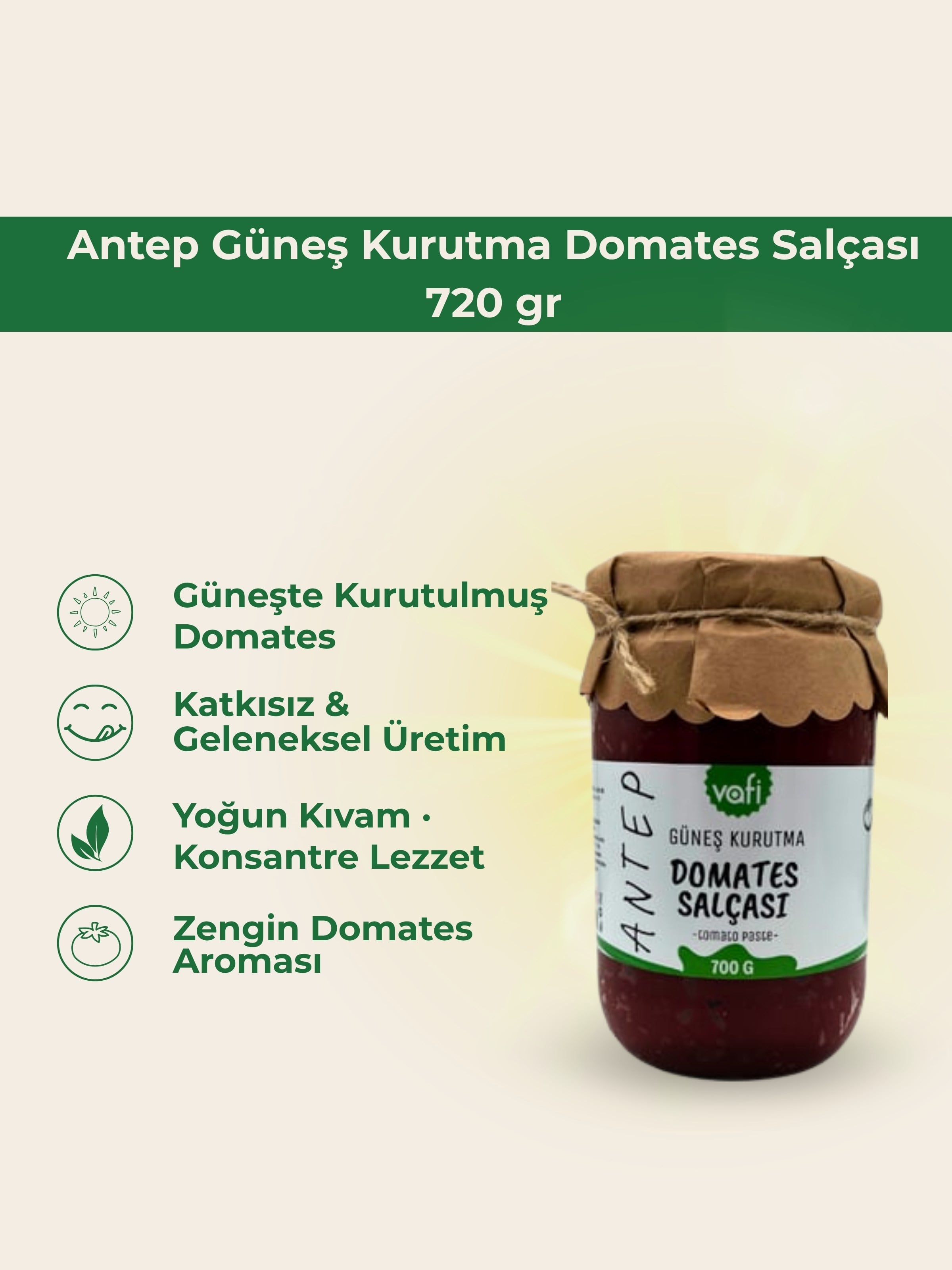 Antep Güneş Kurutma Domates Salçası 720 gr