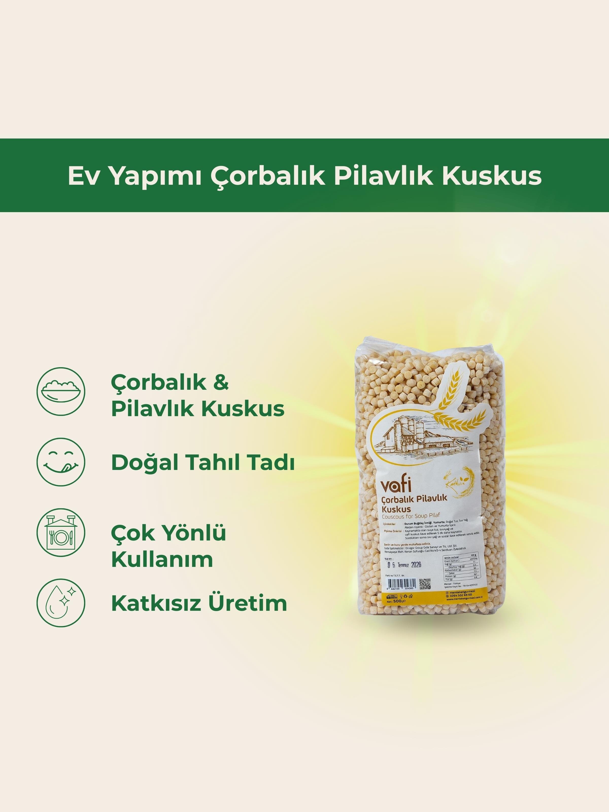 Ev Yapımı Çorbalık Pilavlık Kuskus 500 gr MGMemleket Gurmesi