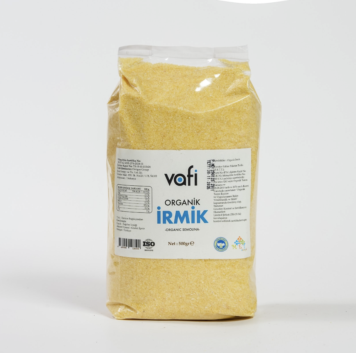 Organik İrmik 500 GrVafi