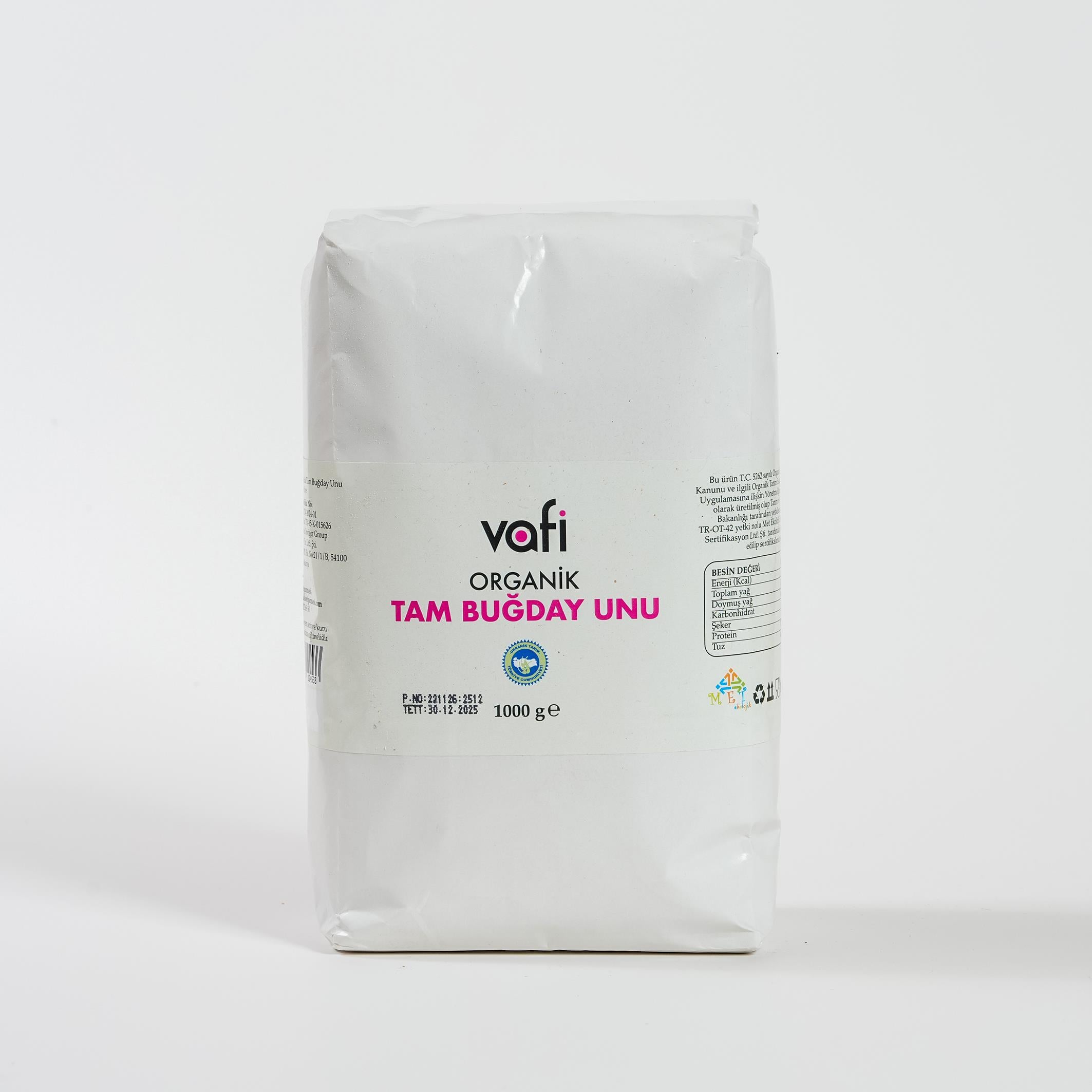 Vafi Organik Tam Buğday Unu 1000 gr 