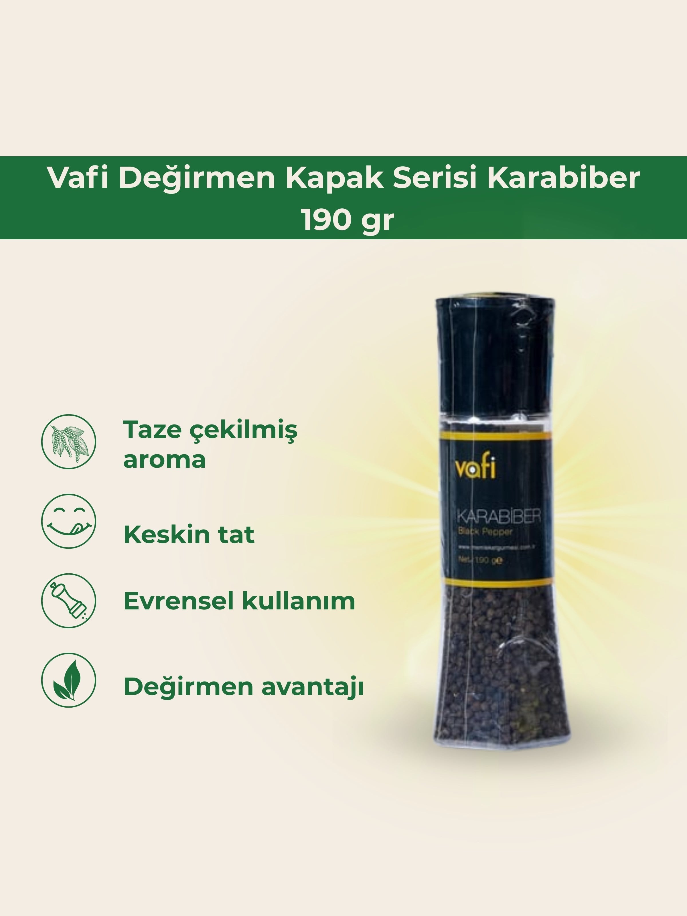 Vafi Değirmen Kapak Serisi Karabiber 190 gr