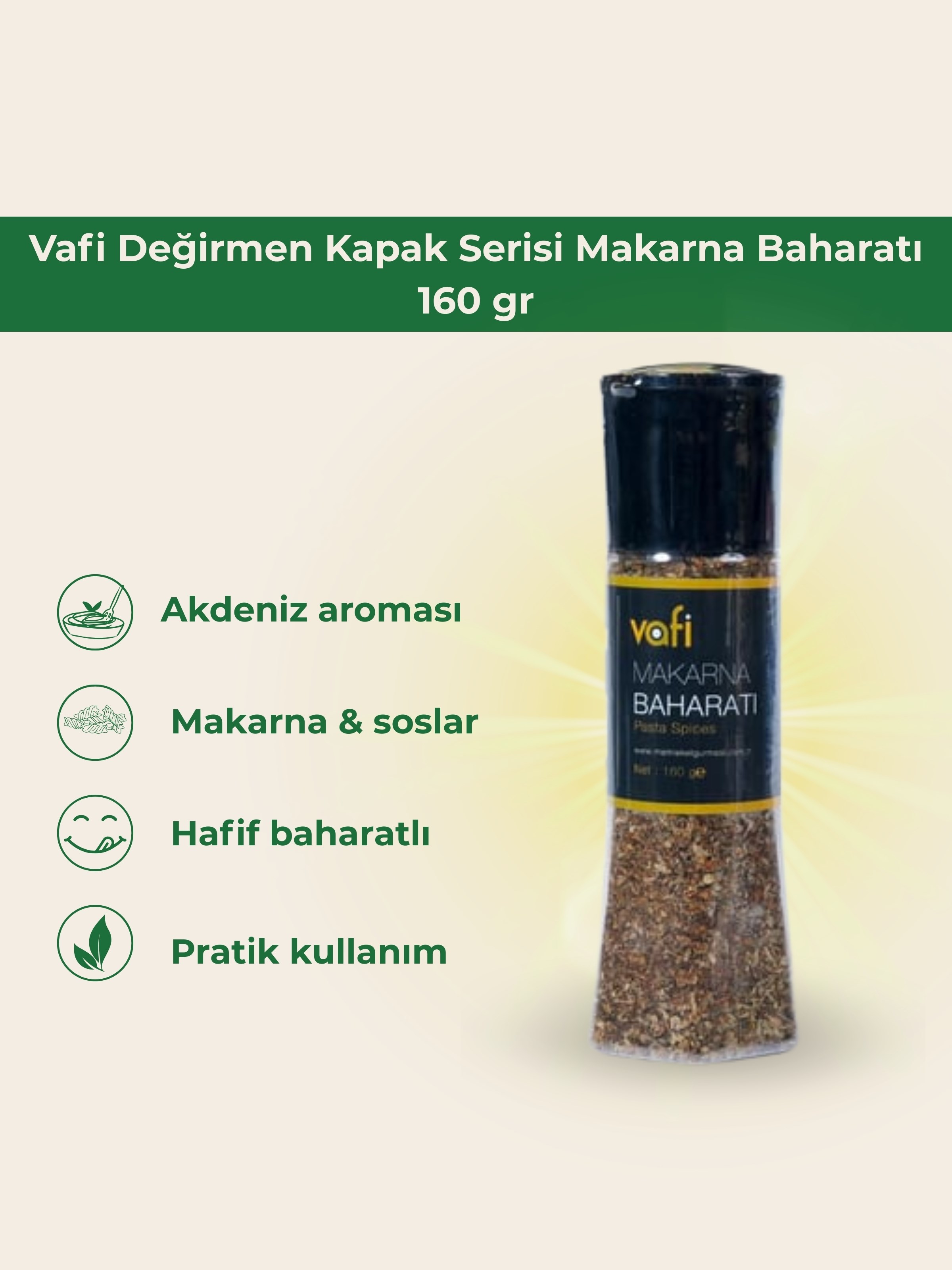 Vafi Değirmen Kapak Serisi Makarna Baharatı 160 gr
