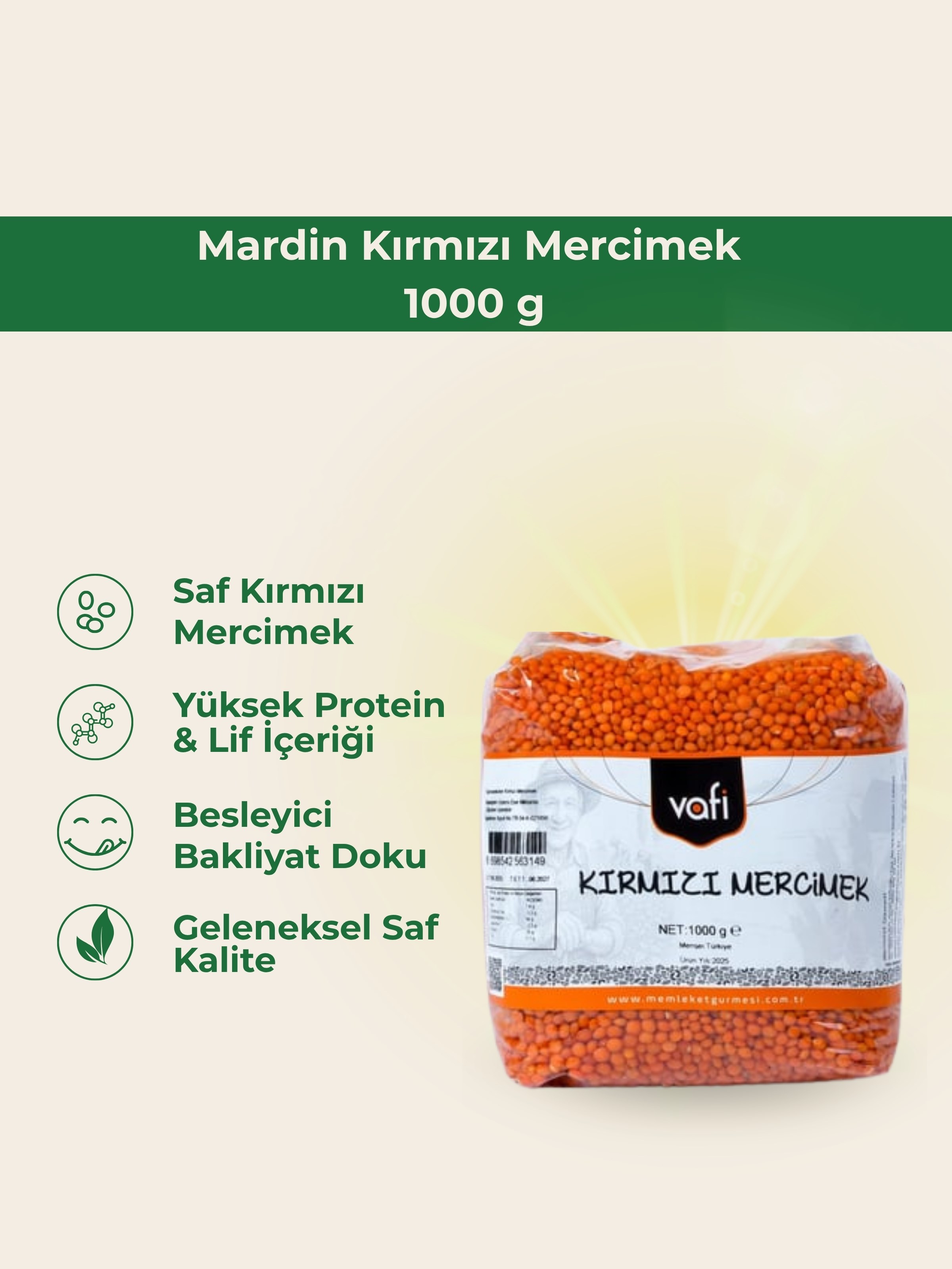 Mardin Kırmızı Mercimek 1000 g 1 ADET