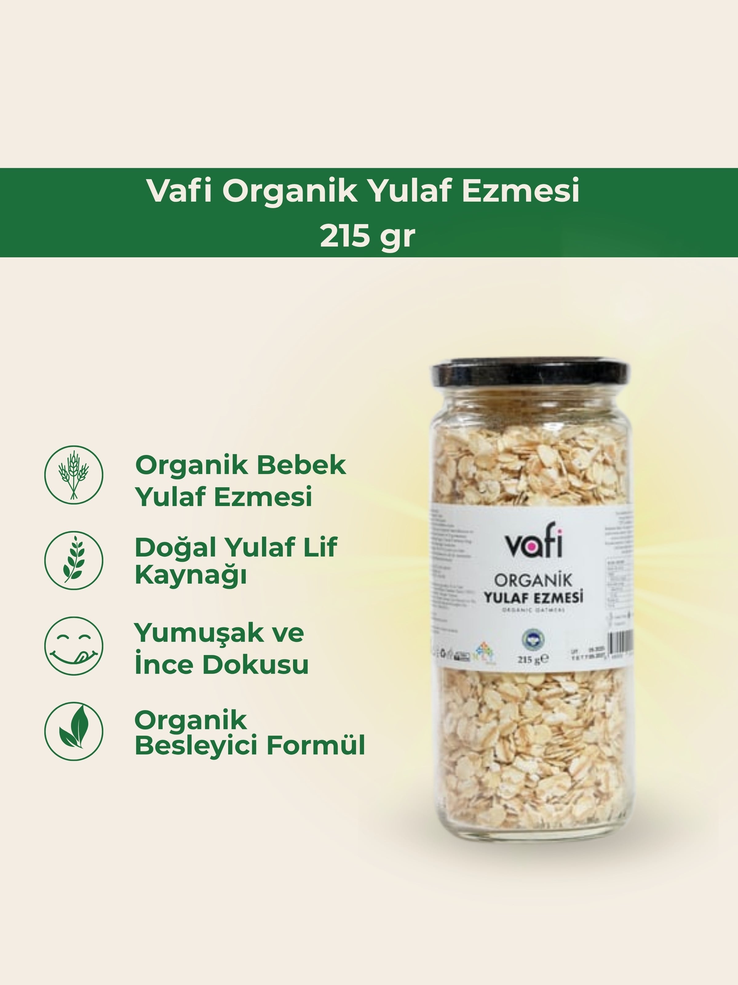 Vafi Organik Yulaf Ezmesi 215 gr 1 ADET