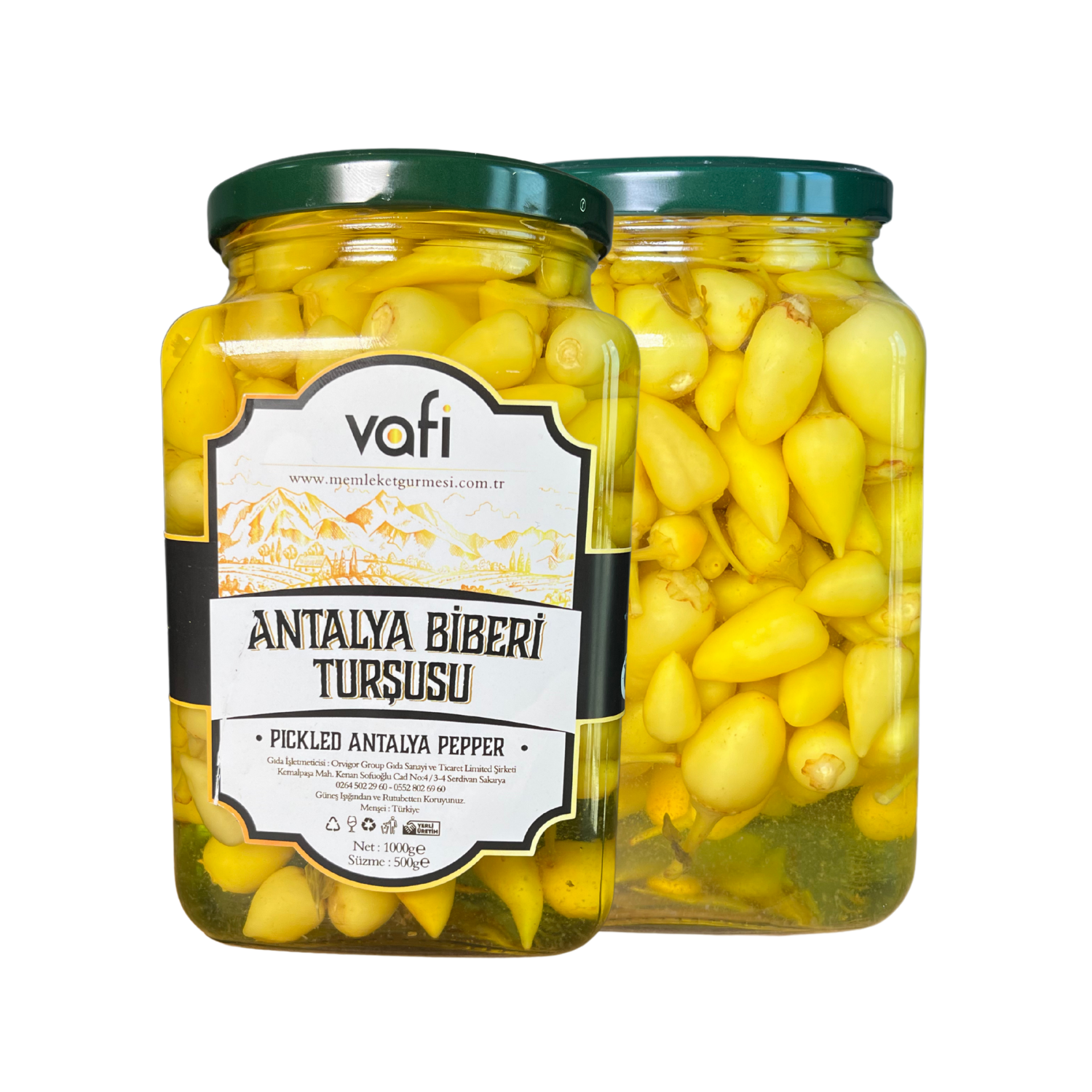 Vafi Turşu Serisi Antalya Biberi Turşusu 1000cc-500gr
