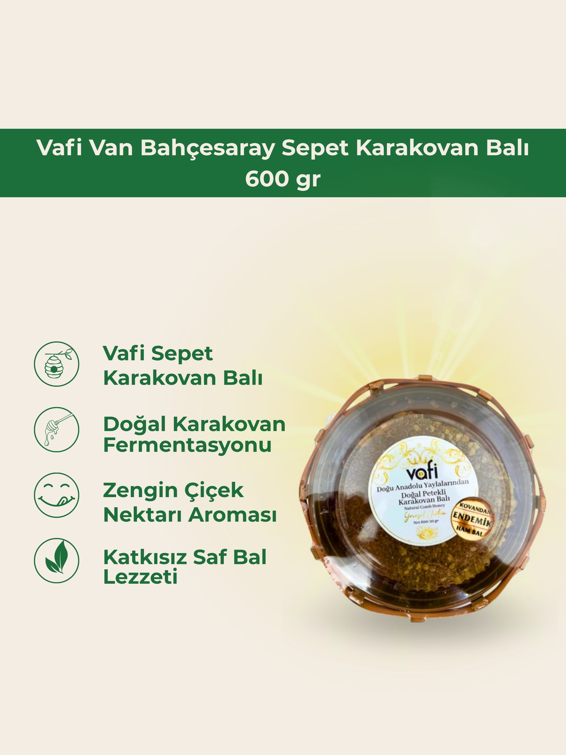 Vafi Van Bahçesaray Sepet Karakovan Balı 600 gr 1 ADET