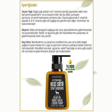 Olivos Zeytinyağlı Keçi Sütü Sıvı Sabun 450 ml