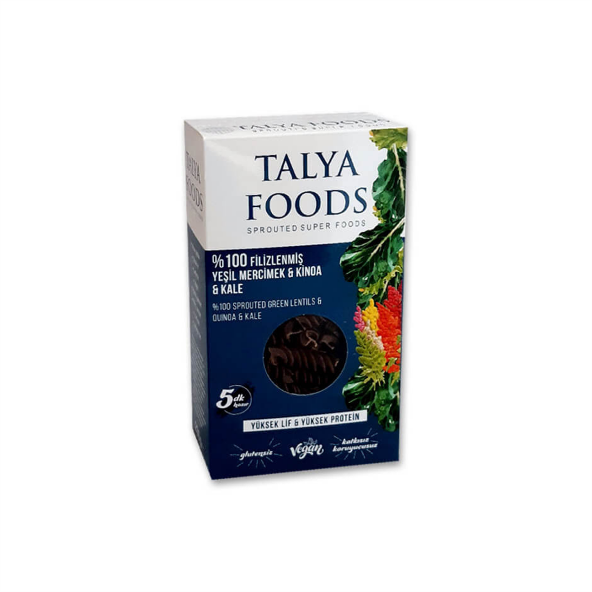 Talya Foods Filizlenmiş Yeşil Mercimek Kinoa Kale Makarnası 200 gr