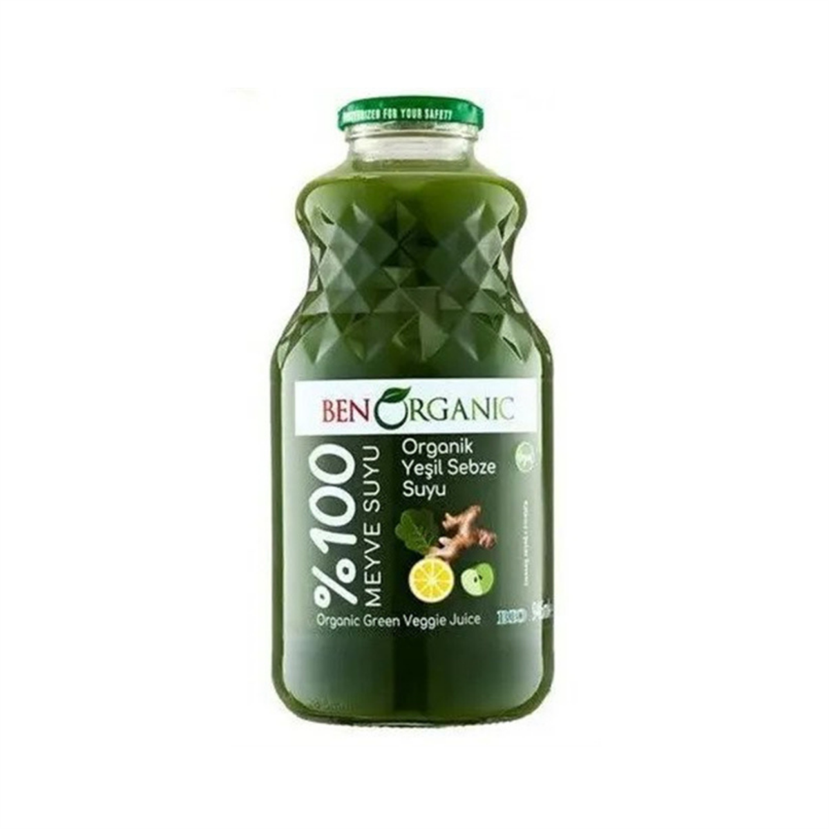 Benorganik Organik Zencefilli Yeşil Sebze Karışımı Suyu 1 lt