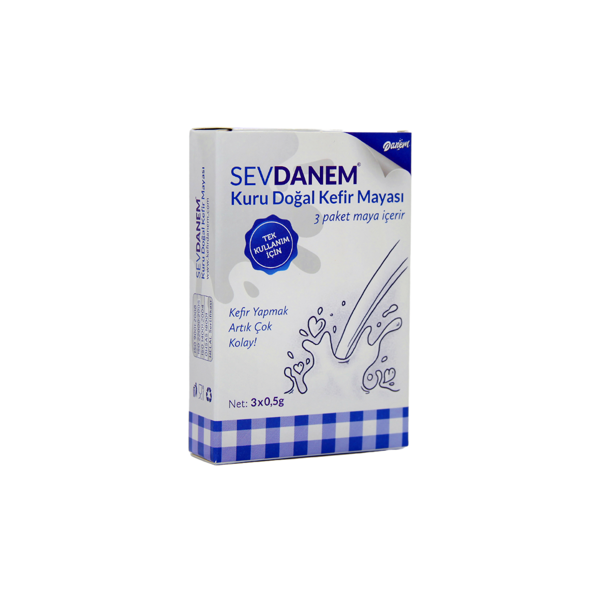 Danem Süt Sevdanem Kuru Doğal Kefir Mayası Tek Kullanımlık 3x0,5 gr
