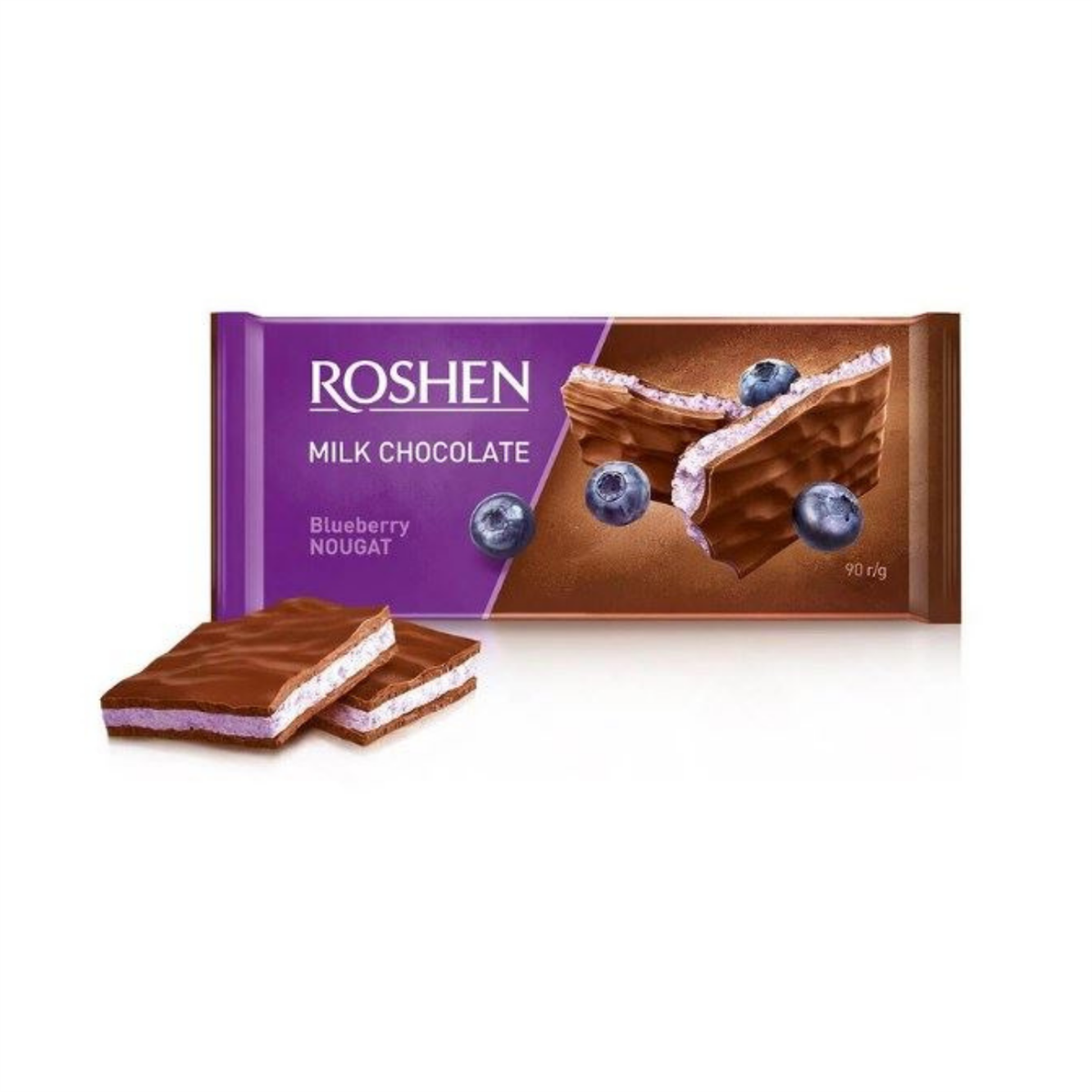 Roshen Milk Chocolate Blueberry Nougat 90 gr