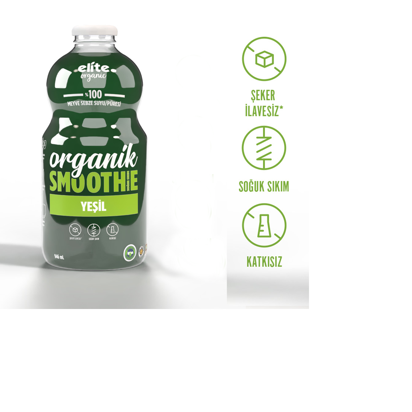 Elite Organik Smoothie Yeşil 946 mlElite Organik