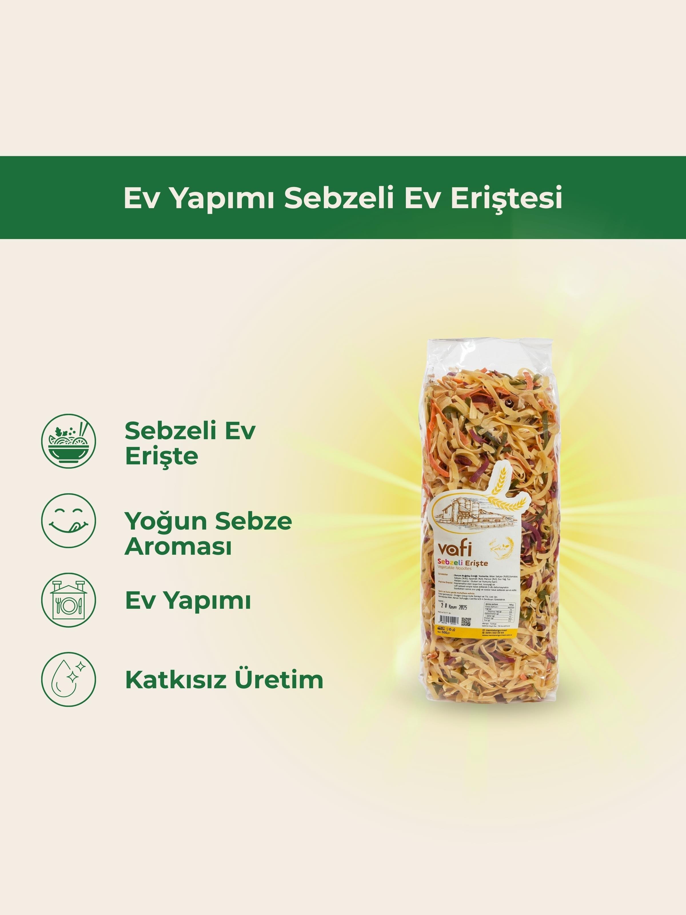 Ev Yapımı Sebzeli Ev Eriştesi 500 gr MGMemleket Gurmesi