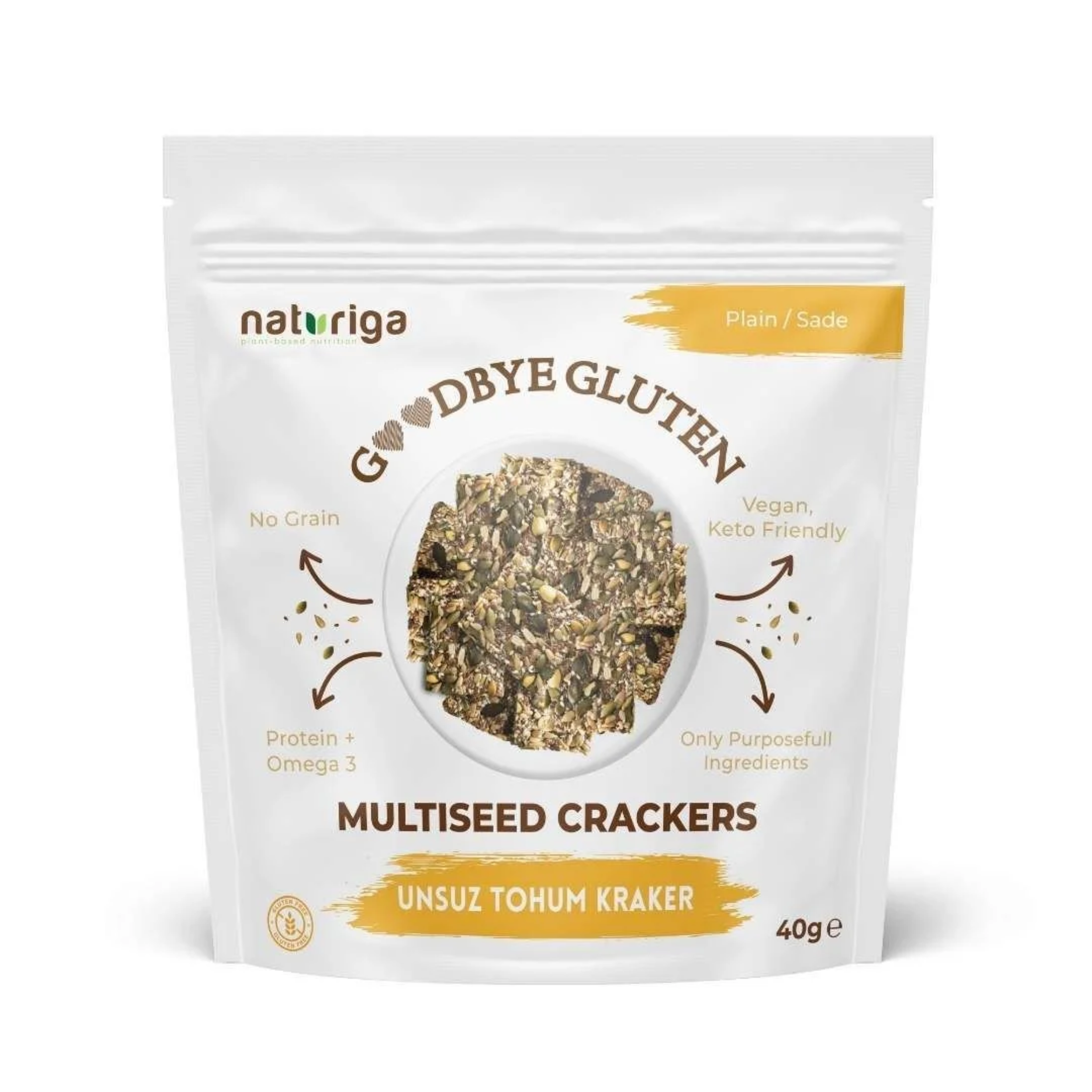 Naturiga Goodbye Gluten Unsuz Tohum Kraker 40 grNaturiga