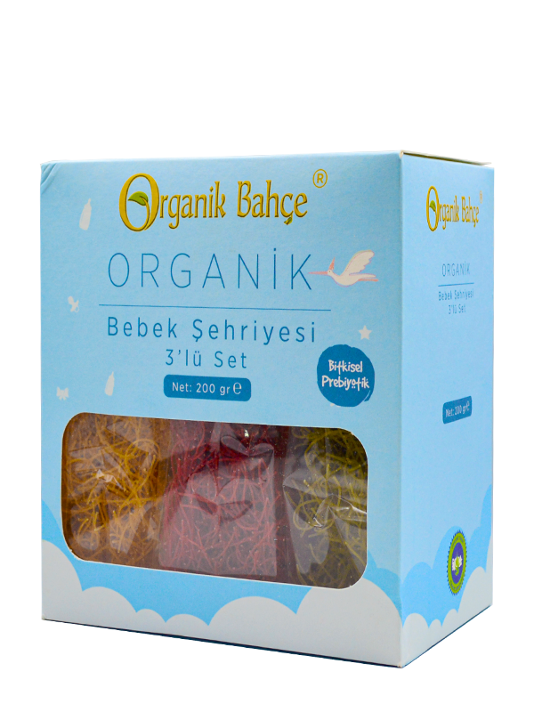 Organik Bahçe Organik Sebzeli Bebek Tel Şehriye 3'lü Set 200 GVafi